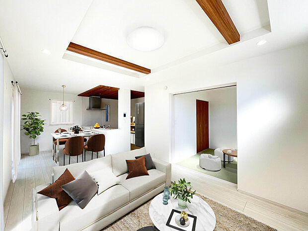 （1）号棟　リビング（※家具等をCGで加工しています。家具付き販売ではございません。） 　