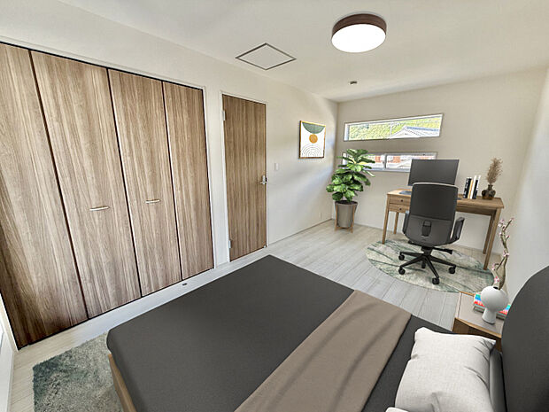 【(1)号棟イメージ】実際の室内写真に家具等を配置したCG画像です。家具付き販売ではございません。