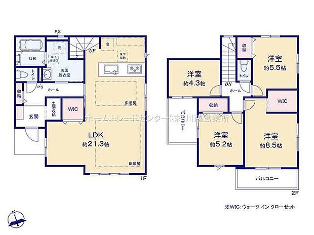 (1号棟)、4LDK、土地面積128.12m2、建物面積105.75m2