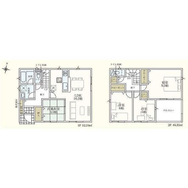 (１号棟)、4LDK、土地面積169.81m2、建物面積97.59m2