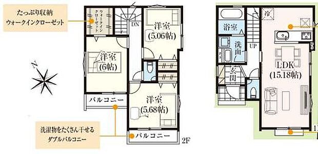 (１号棟)、3LDK、土地面積82.23m2、建物面積79.9m2