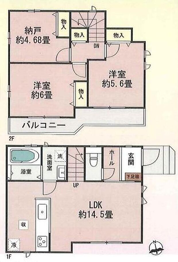 (A号棟)、2LDK+S、土地面積89.43m2、建物面積71.37m2