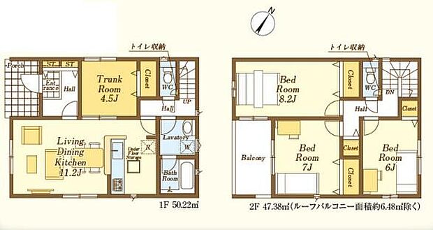 (3号棟)、3LDK+S、土地面積134.23m2、建物面積97.6m2