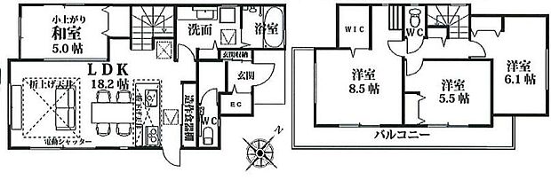(１号棟)、4LDK、土地面積261.81m2、建物面積102.47m2