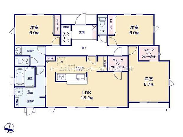 (1号棟)、3LDK、土地面積282.61m2、建物面積100.03m2