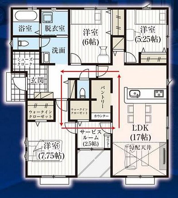 (1号棟)、3LDK+S、土地面積352.01m2、建物面積99.34m2
