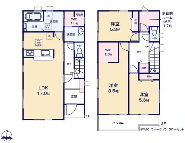 【3LDK+S】☆ウォークスルークローゼット付き☆
1階と主寝室の2カ所にWICを設置!1階は出入口が2か所ある便利なウォークスルークローゼット。ファミリークロークとしてもお使いいただけます。