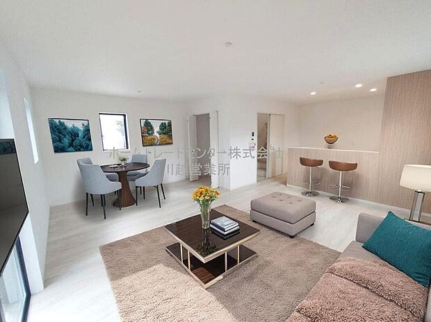 【リビング】広々としたLDKに、自分好みのインテリアでレイアウト。季節ごとに模様替えなども、楽しみの一つとなりそうです。※家具をCGで加工しています。家具付き販売ではございません。
