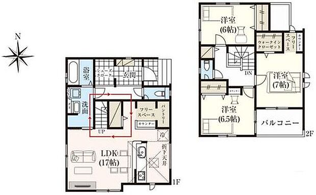 【3LDK】☆ご家族がふれあうリビングイン階段☆
ご家族との自然なコミュニケーションが生まれるリビングイン階段を採用！暖かい光が降り注ぐ、温もりあふれるお住まいです♪