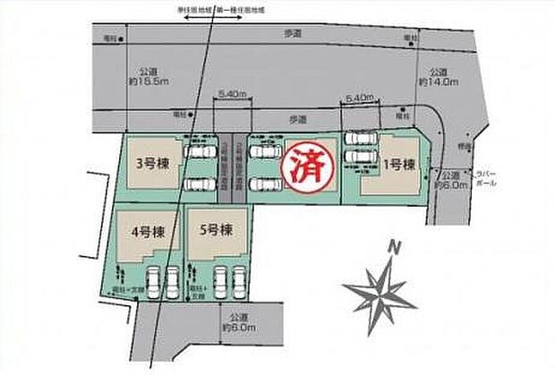 【全体区画図】各棟、個性を持たせたカラーバリエーション。それぞれの間取りや外観が全て違い個性的ながらも統一感のある美しい街並み。きっと、お好みのお住まいが見つかります。