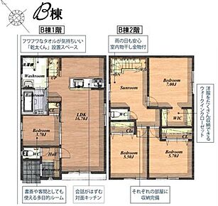 ☆ご家族がふれあうリビングイン階段☆
ご家族との自然なコミュニケーションが生まれるリビングイン階段を採用！暖かい光が降り注ぐ、温もりあふれるお住まいです♪ 
