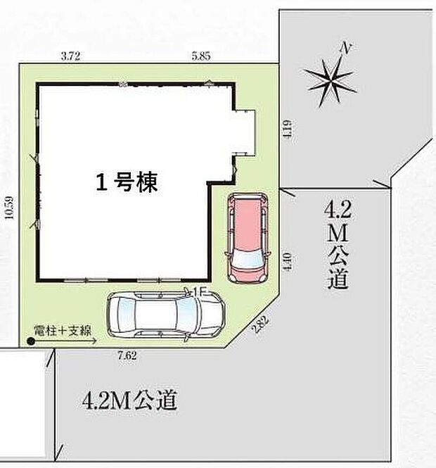 【全体区画図】通風採光良好な南東角地♪開放的な住環境の第一種低層住居専用地域。周辺は高さ制限が設けられているため、空が広く感じられます。落ち着きある街並みが広がります。