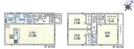 ワンフロアタイプの１５帖超LDK♪主寝室には多目的に使用可能な納戸を設けました！収納スペースとしては勿論、テレワークコーナーやスタディーコーナー、趣味のお部屋にも最適！ 