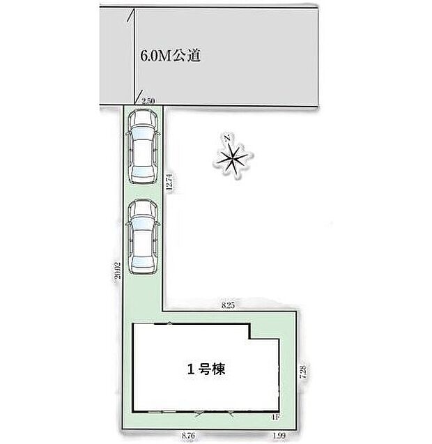 【全体区画図】東武東上線「北坂戸」駅徒歩12分!毎日の通勤通学もラクラク♪カースペース2台分完備!家族分の自転車を駐輪したり、来客用の駐車スペースとしてもお使いいただけます。