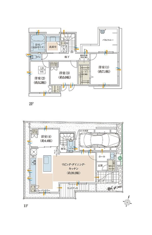【4LDK】※建物面積はガレージ面積8.01m2・備蓄倉庫面積1.86m2を含みます。