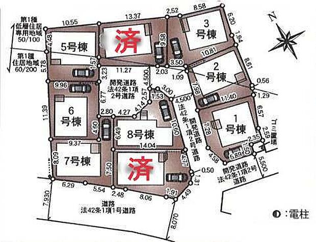 ≪全体区画図≫
車種により、カースペース1台分ございますので、家族分の自転車を駐輪したり、来客用の駐車スペースとしてもお使いいただけます!