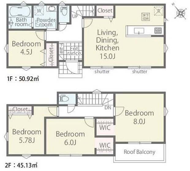 (1号棟)、価格3499万円、4LDK、土地面積124.1m2、建物面積96.05m2