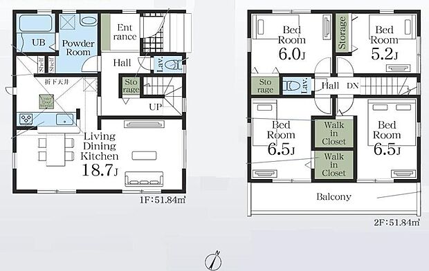 (1号棟)、価格5390万円、4LDK、土地面積117.57m2、建物面積103.68m2