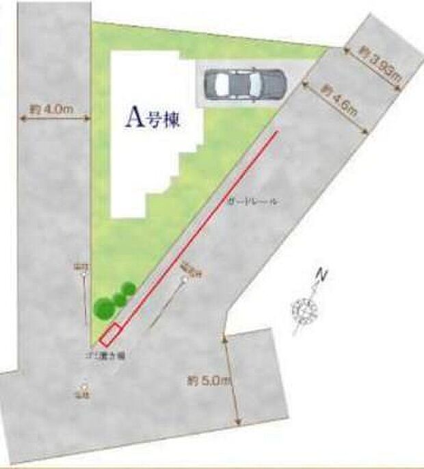 北総鉄道線「矢切」駅徒歩13分♪
南東4.6mと南西4.0mの角地です。