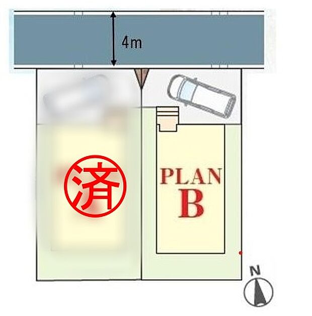 【区画図】閑静な住宅街の全2棟♪小学校徒歩6分、中学校徒歩2分と近くお子様の通学も安心です◎