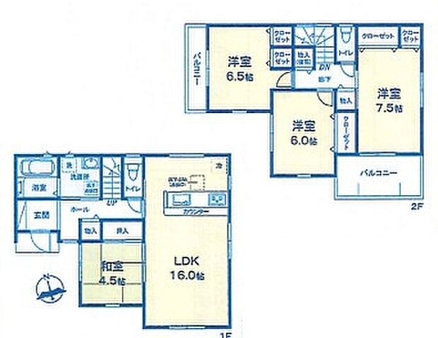 【4LDK】プライベート感を保てる和室を完備しており、来客時の宿泊スペースや書斎などにお使い頂けます。
