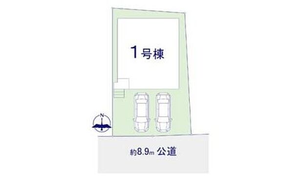 【区画図】前面道路南側約8.9ｍの公道
土地面積127.39m2建物面積109.67m2