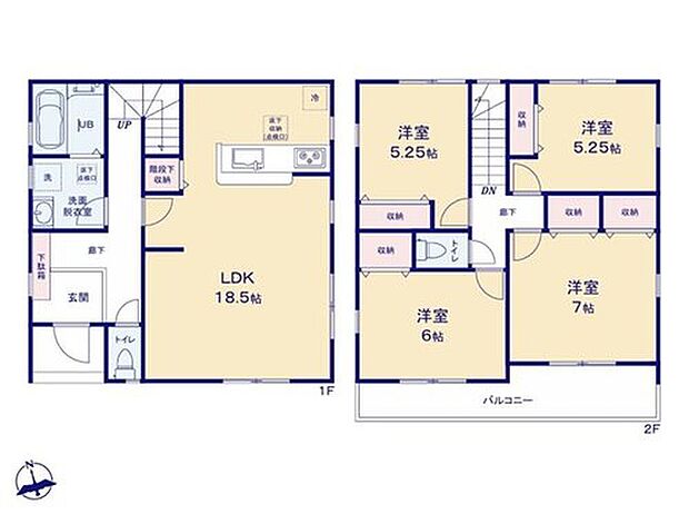 【4LDK】各居室のクローゼット、パントリー、床下収納など豊富な収納が魅力です!