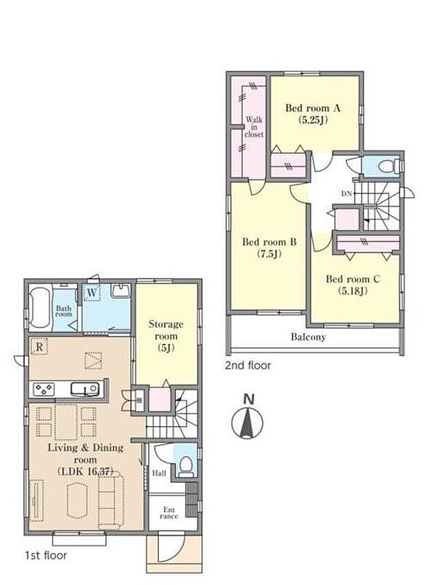 【3LDK+S】大型ウォークインクローゼット+納戸のある収納豊富なお住まい♪家族が増えたり、物の量が増えても十分な収納スペースがあれば対応可能です。南側に設置したバルコニーからは光と風を室内へと取り込みます。