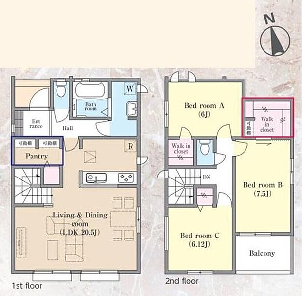 【3LDK】住まいの中心となるLDKは広々とした約20.5帖。大きな窓からは優しい陽の光が心地よく明るい空間です。ご家族がゆったりとくつろげる居心地の良い空間です。