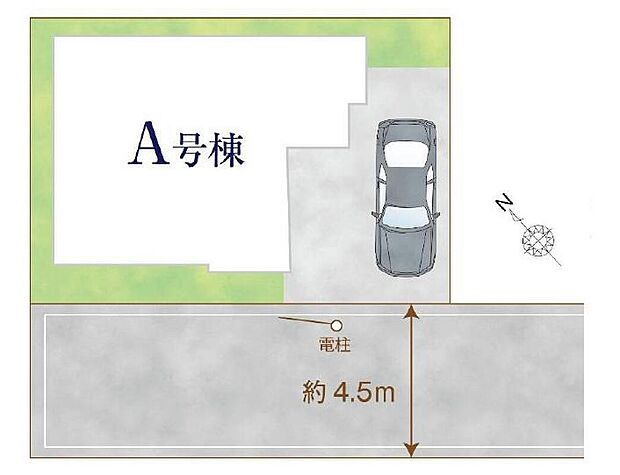 【全体区画図】前面道路は車の通り抜けができないので静かで安心な立地です♪
嬉しいコンクリート仕上げのカースペース。雨の日も足元を気にせず外出できます。