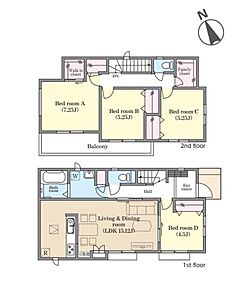 全居室南西向きの明るく開放的な間取りです☆
洗面室の収納にはタオルや洗剤なども保管できますね♪ 