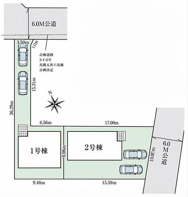 【全体区画図】全道道路6m以上で車の出し入れもスムーズにできます。住環境と利便性が魅力な第一種住居エリア☆