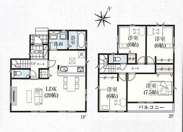 【4LDK】◇開放感溢れる20帖超えのリビングは大型家具を置いても広々お使いいただけます♪
◇キッチンと洗面室を隣に配置した水回り集中設計採用!家事の時短を叶えます!