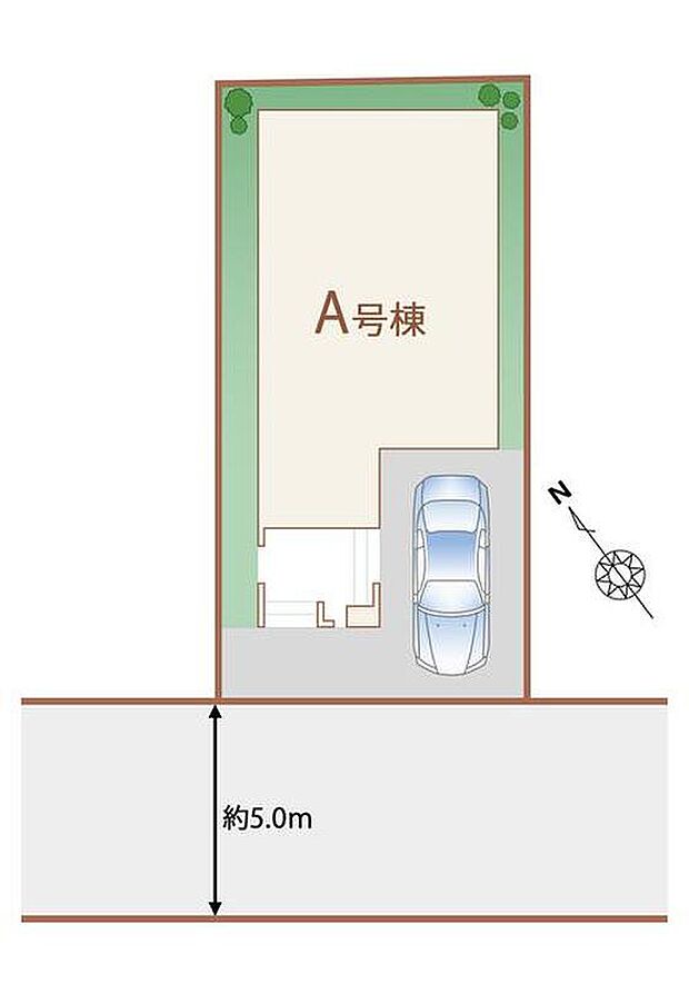【区画図】南西道路に面した穏やかな光が差し込む住空間で、明るく快適な暮らしを♪
住人以外の車の進入も少なく、小さなお子様を持つご家庭にも安心です。