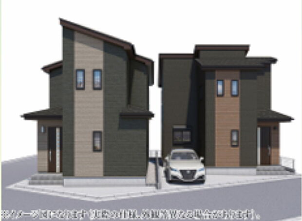 外観予想パースです。新築がなかなか出ない珍しいエリア！駐車スペースあり！前面道路も広く約6ｍ！