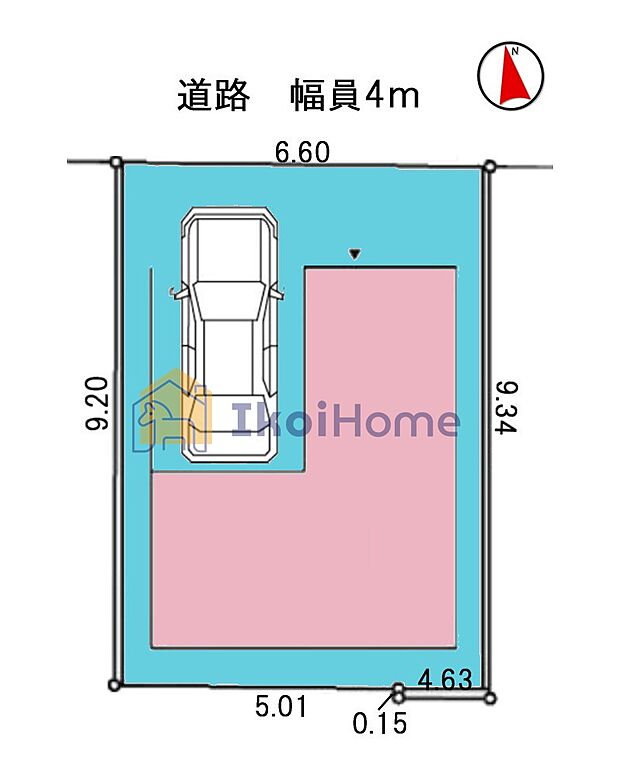前面道路幅員約4mございます!出入口が1か所しかないので交通量少なく安心です!