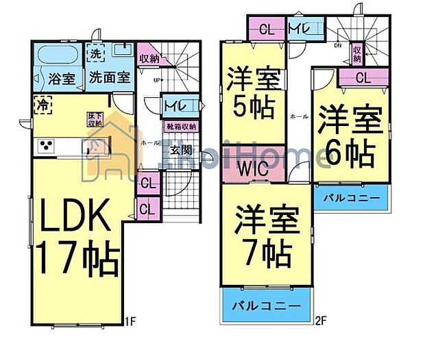 ●年中無休:当日予約可●南向きLDK17帖でゆったり!2階洋室3部屋、全室収納あり便利です!