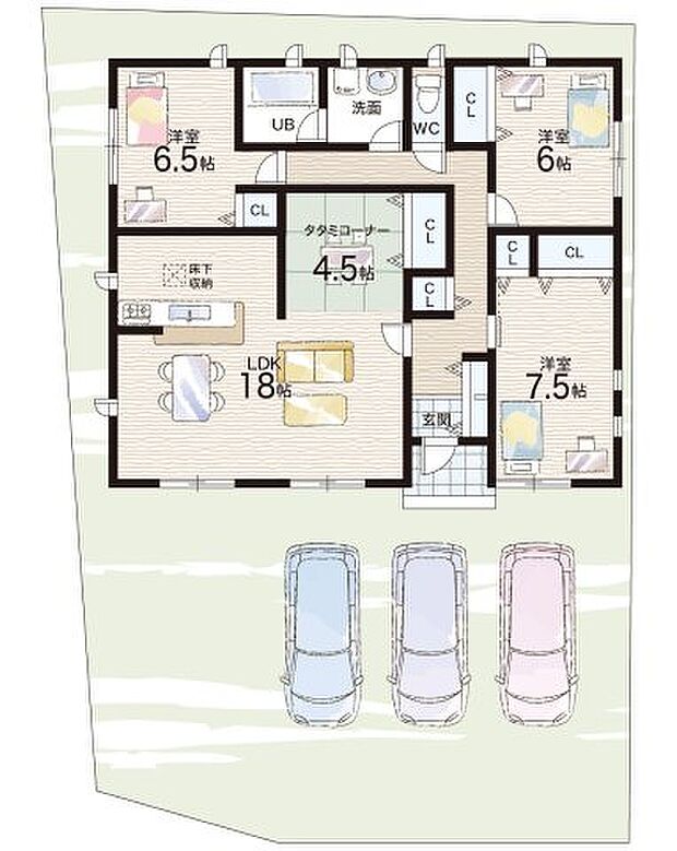 【3LDK】○治田小学校・・・徒歩9分 ○北勢中学校・・・徒歩44分