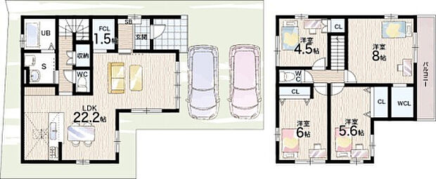 【4LDK】〇八幡小学校・・・徒歩5分 〇八幡中学校・・・徒歩14分