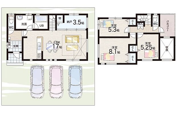 【3LDK+S(納戸)】○笠縫小学校・・・徒歩9分 ○松原中学校・・・徒歩13分