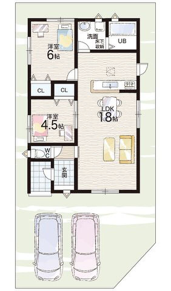 【2LDK】○下野小学校・・・徒歩23分 ○西朝明中学校・・・徒歩28分