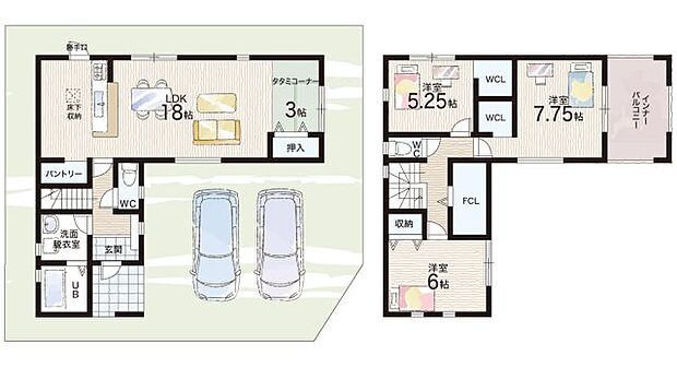【3LDK】○甲南第一小学校・・・徒歩9分 ○甲南中学校・・・徒歩10分