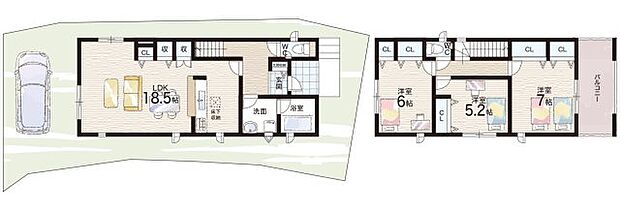 【3LDK】○石部小学校・・・徒歩9分 ○石部中学校・・・徒歩24分