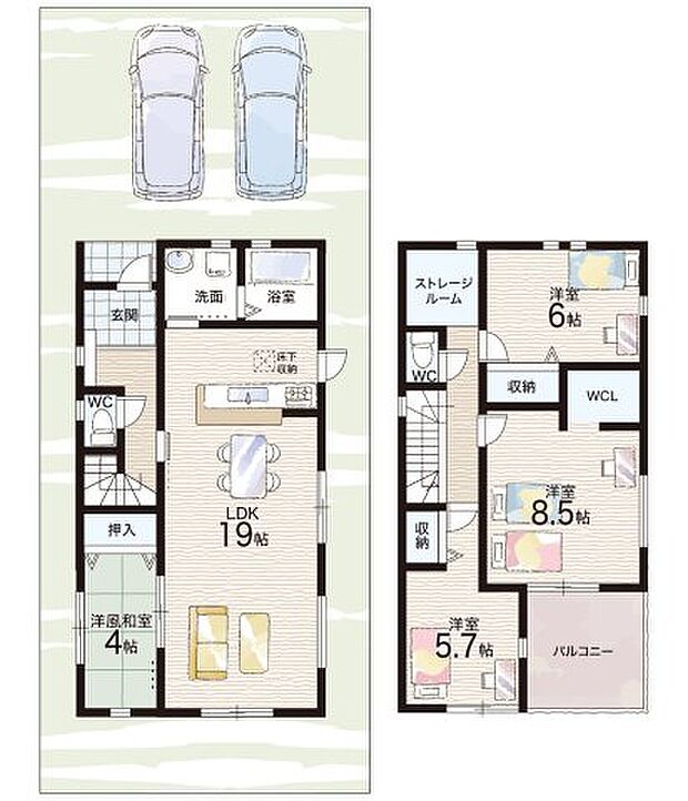【4LDK】○堅田小学校・・・徒歩9分 ○堅田中学校・・・徒歩8分