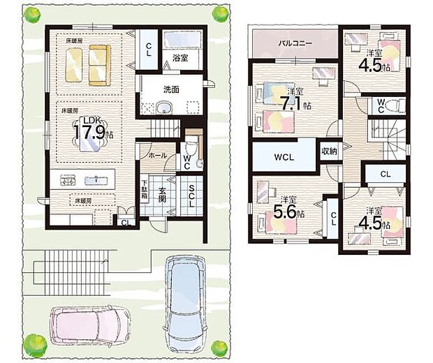 【4LDK】○甲緑小学校・・・徒歩11分 ○大原中学校・・・徒歩17分