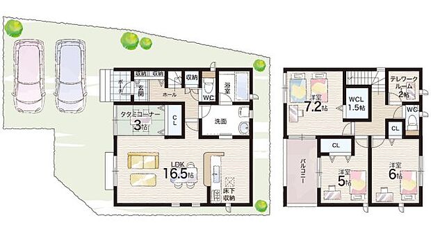 【3LDK+S(納戸)】○野口小学校・・・徒歩１０分 ○中部中学校・・・徒歩９分