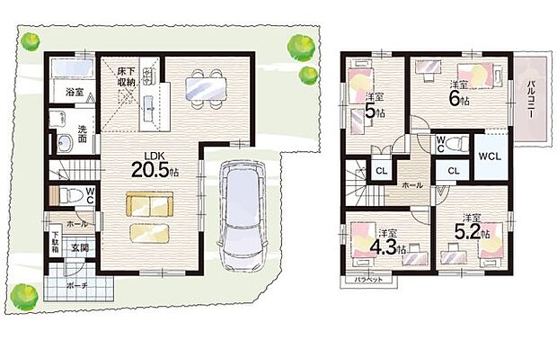 【4LDK】○朝霧小学校・・・徒歩6分 ○朝霧中学校・・・徒歩15分