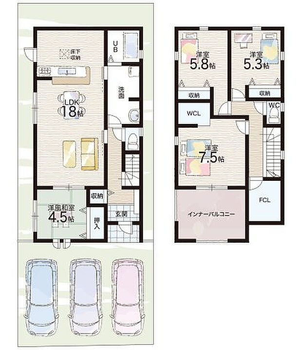 【4LDK】○滝野東小学校・・・徒歩13分 ○滝野中学校・・・徒歩34分