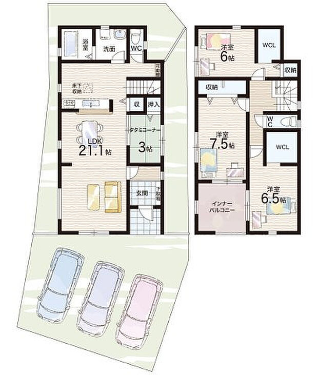 【3LDK】○魚住小学校・・・徒歩20分 ○魚住東中学校・・・徒歩25分