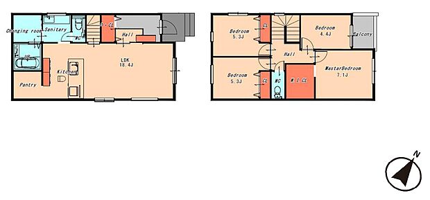 【4LDK】○氷丘小学校・・・徒歩13分 ○氷丘中学校・・・徒歩22分